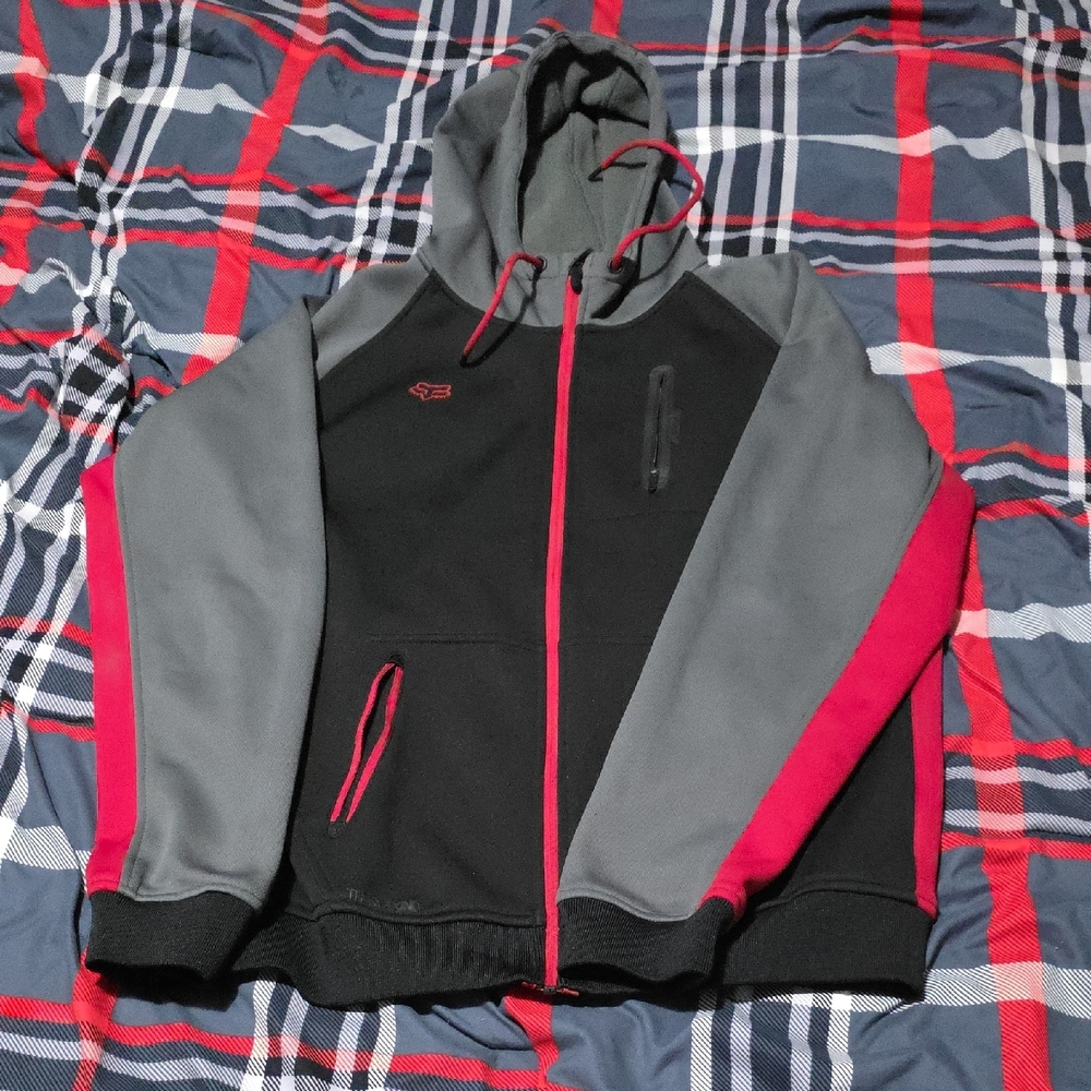Mens Fox  Black and Gray Jacket with Red Accents